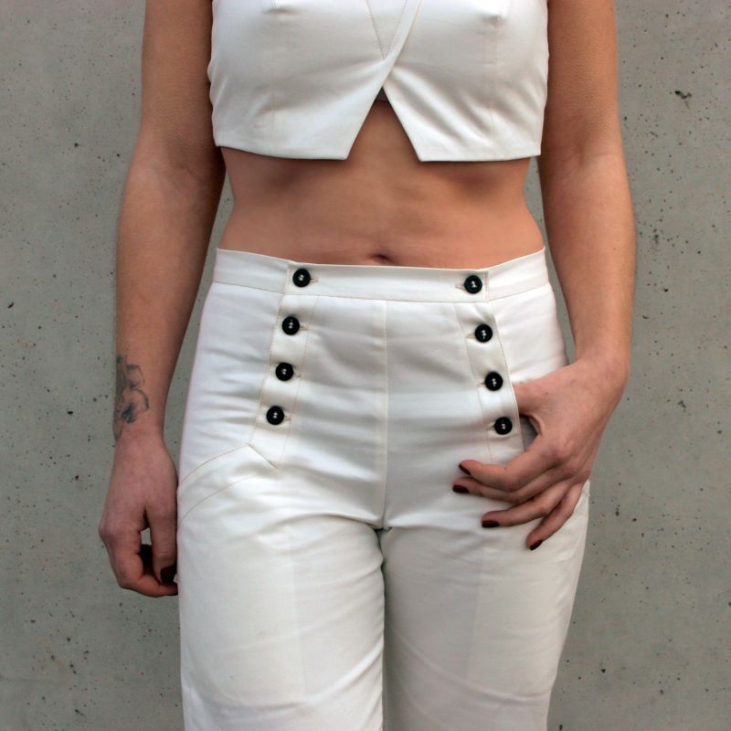 Pantalon à ponts mixte blanc