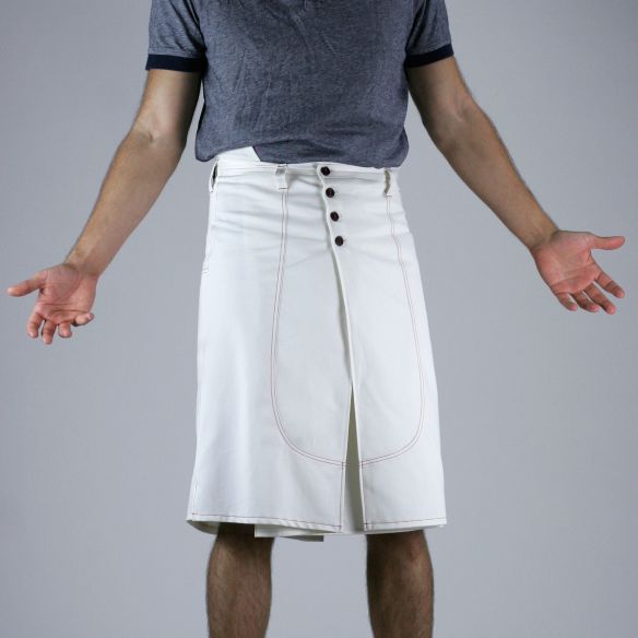 Tennis style male skirt white twill
