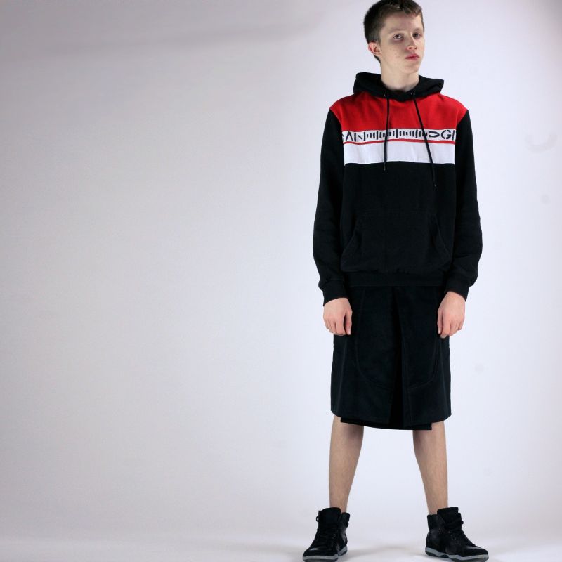 Skate style male skirt black velvet