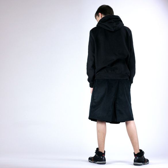 Skate style male skirt black velvet