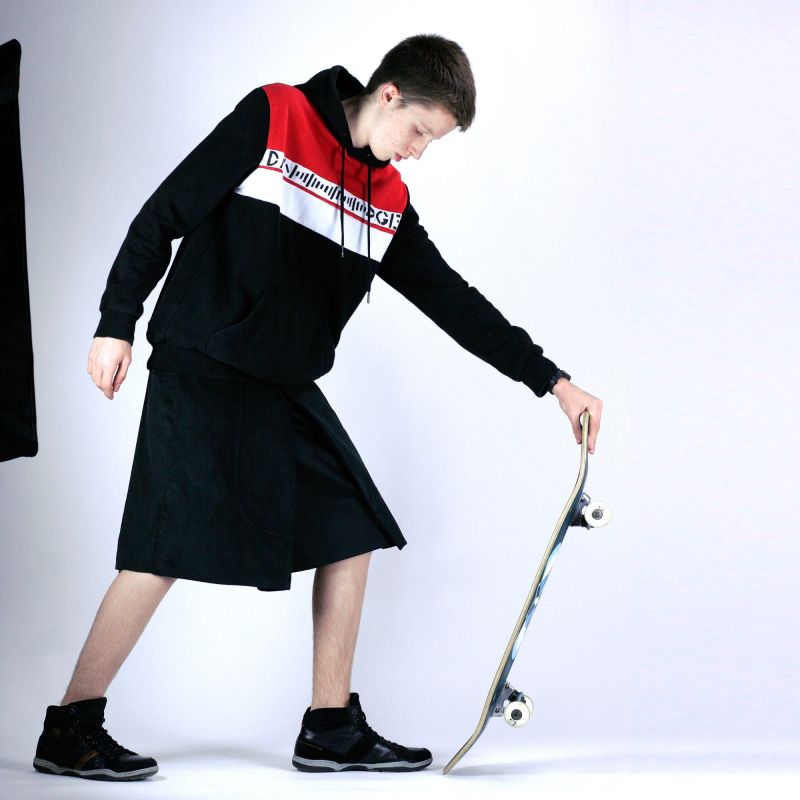 jupe d'homme style skate velours noir