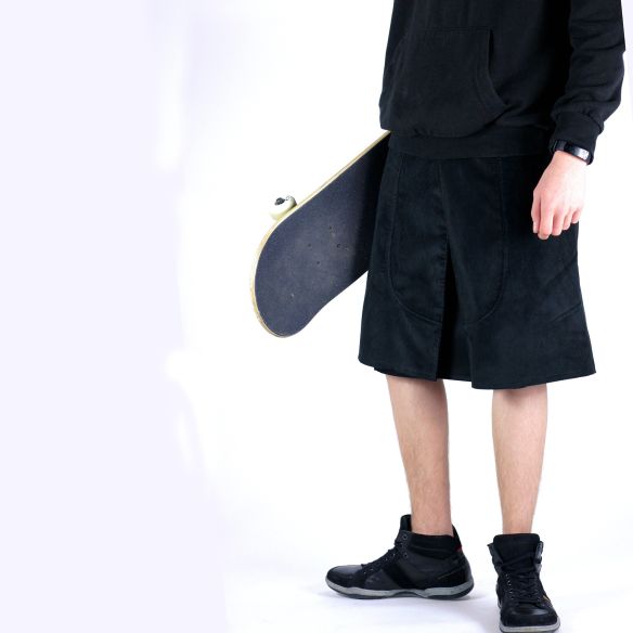 Skate style male skirt black velvet