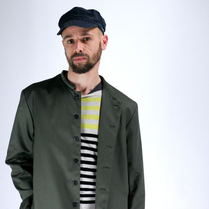 Veste à col mao kaki