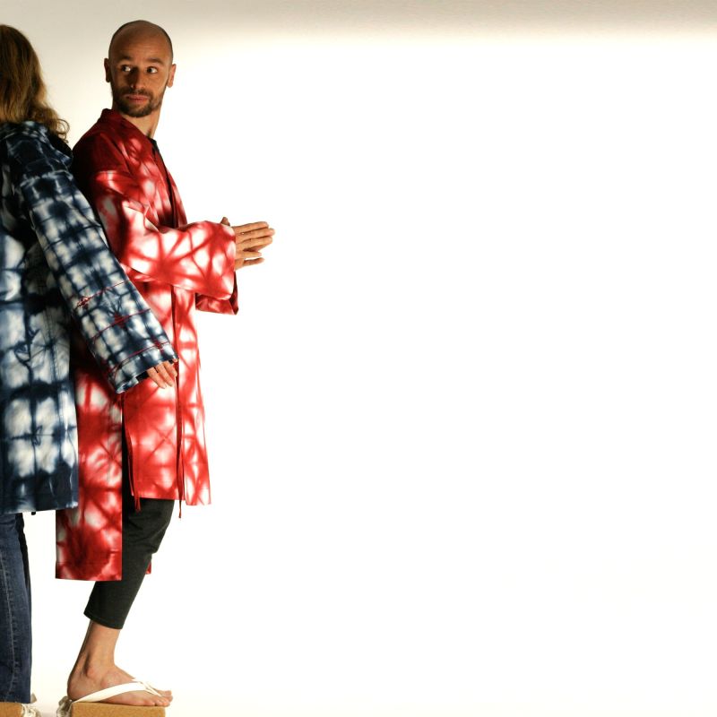 luxury hand-embroidered kimono shibori dyed