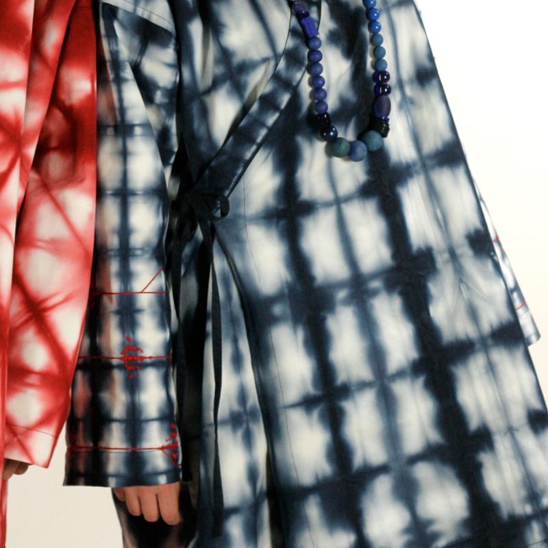 kimono à capuche urbain shibori brodé