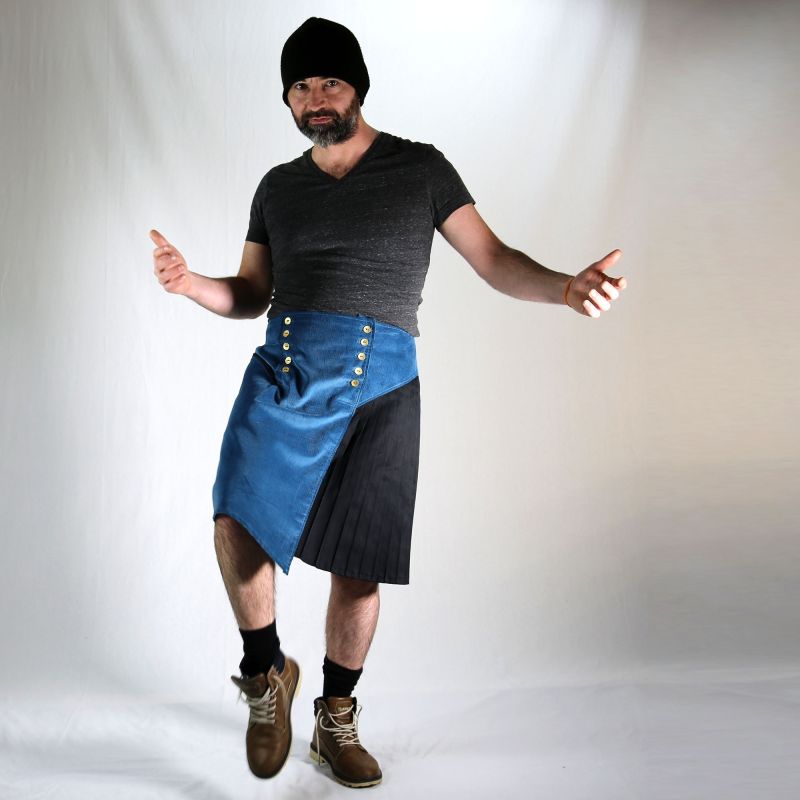 kilt asymétrique bi-matière style british 2