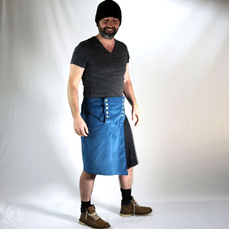 kilt asymétrique bi-matière style british