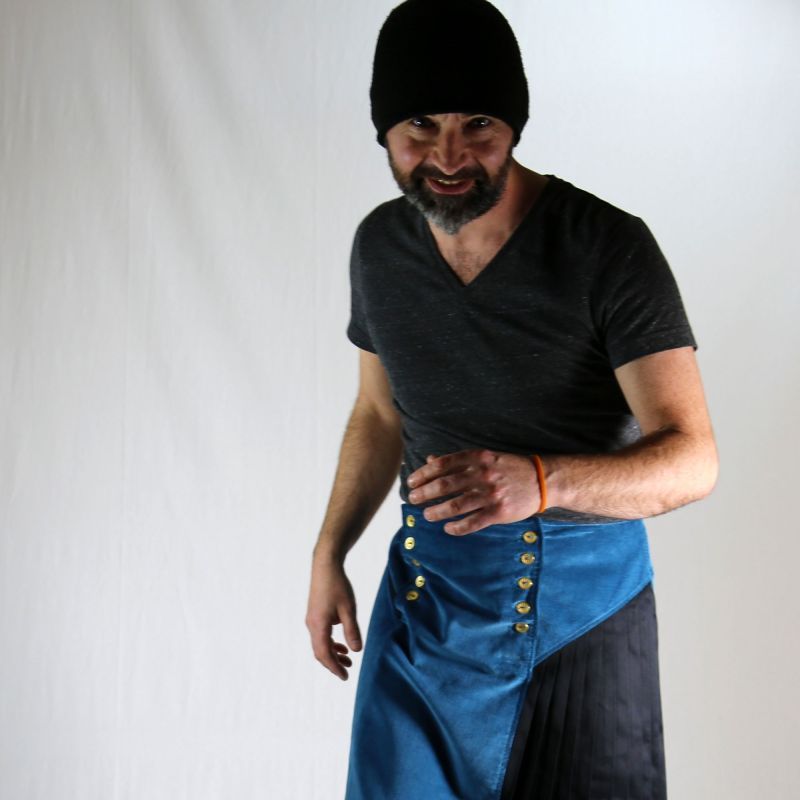 kilt asymétrique bi-matière style british