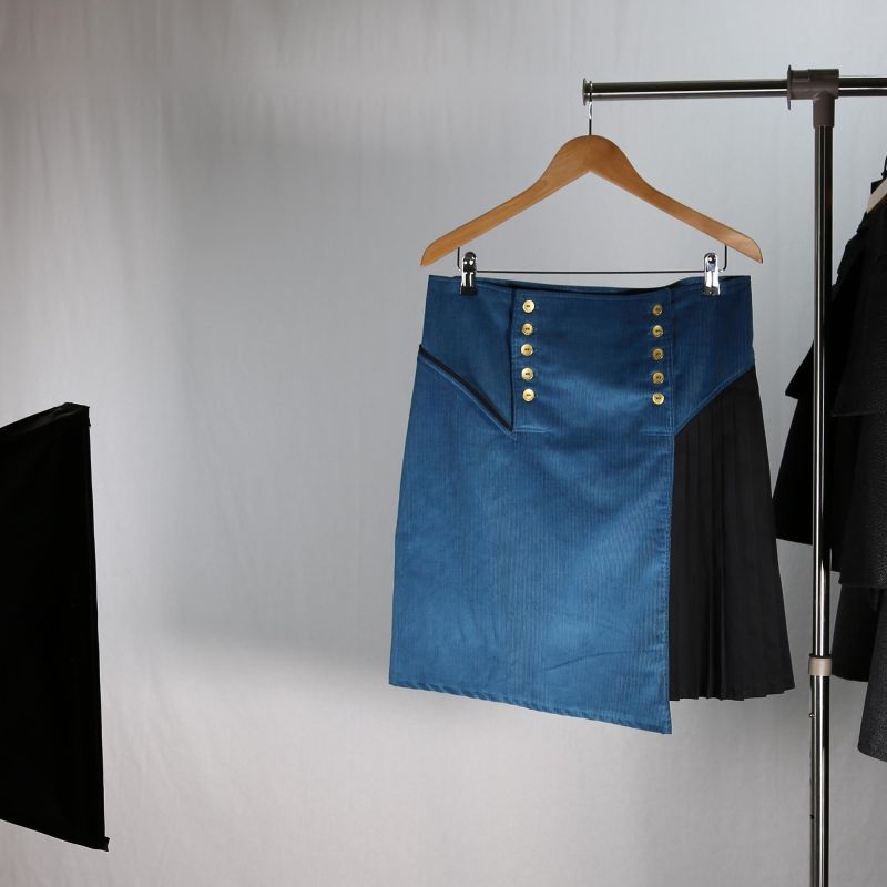 kilt asymétrique bi-matière style british