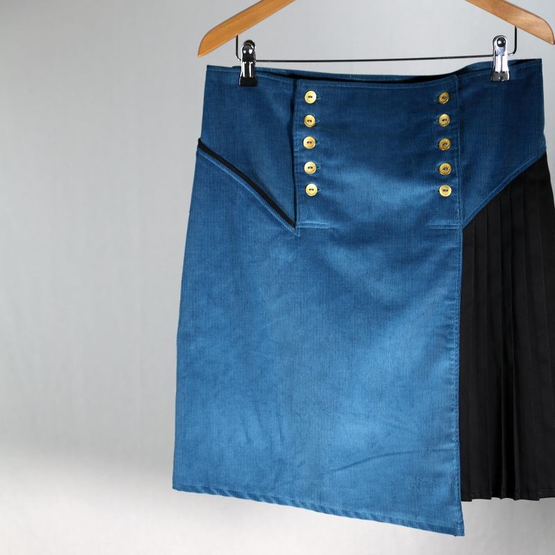 kilt asymétrique bi-matière style british