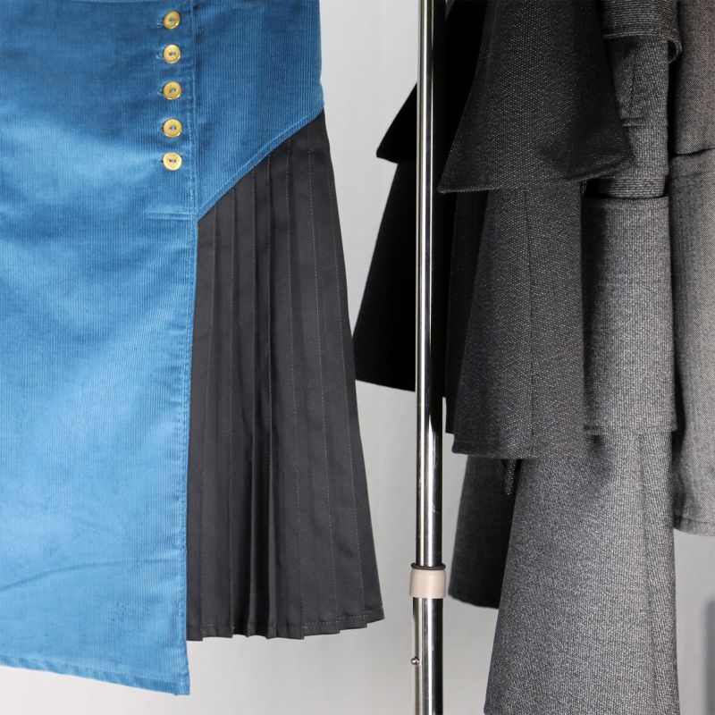 kilt asymétrique bi-matière style british