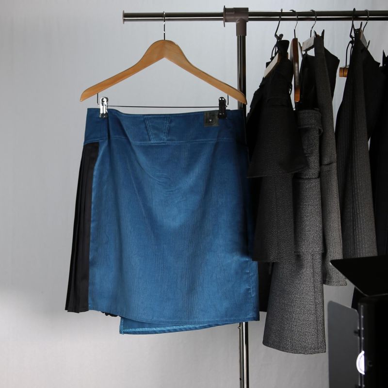 kilt asymétrique bi-matière style british