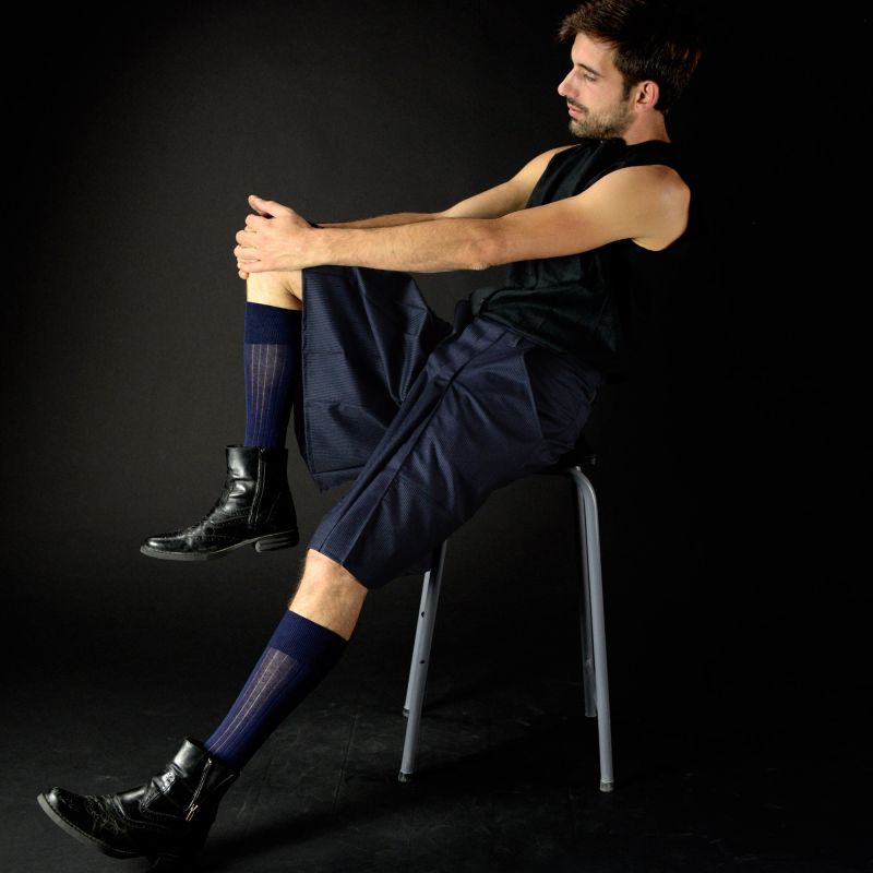 VISCUM ALBUM short cut neo-kilt with hakama pleats