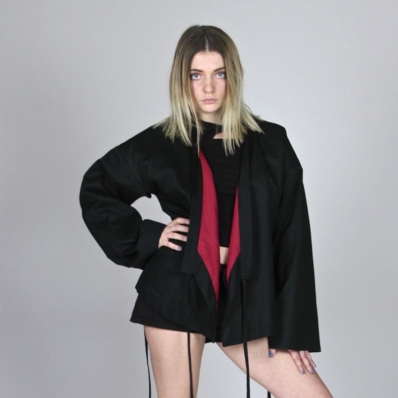 urban genderfluide black kimono