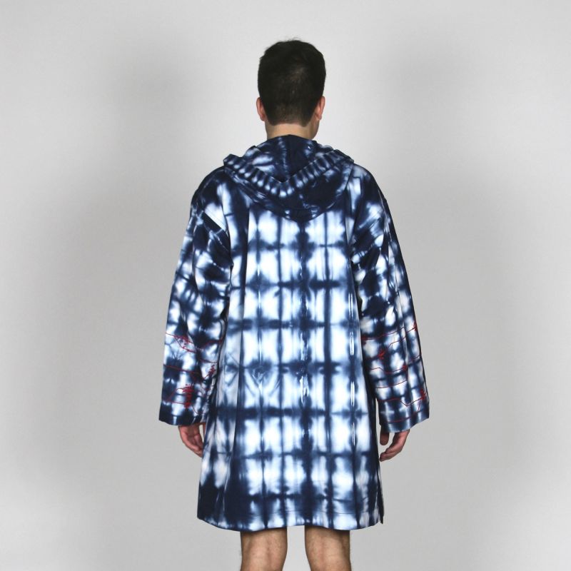 kimono à capuche urbain shibori brodé