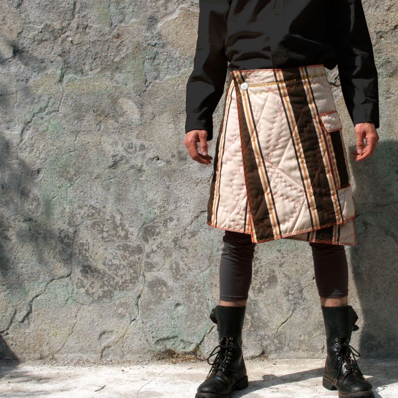 quilted maleskirt in recycled canvas
