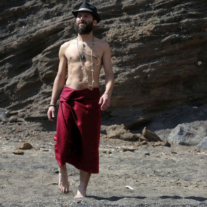 summer loincloth for men in kaki linen