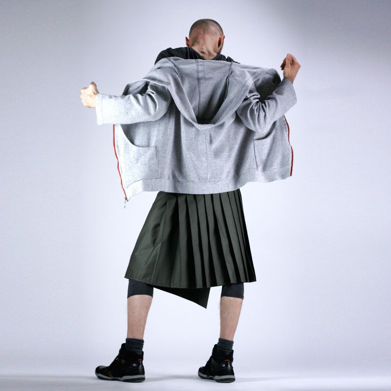 pleated black kilt for men