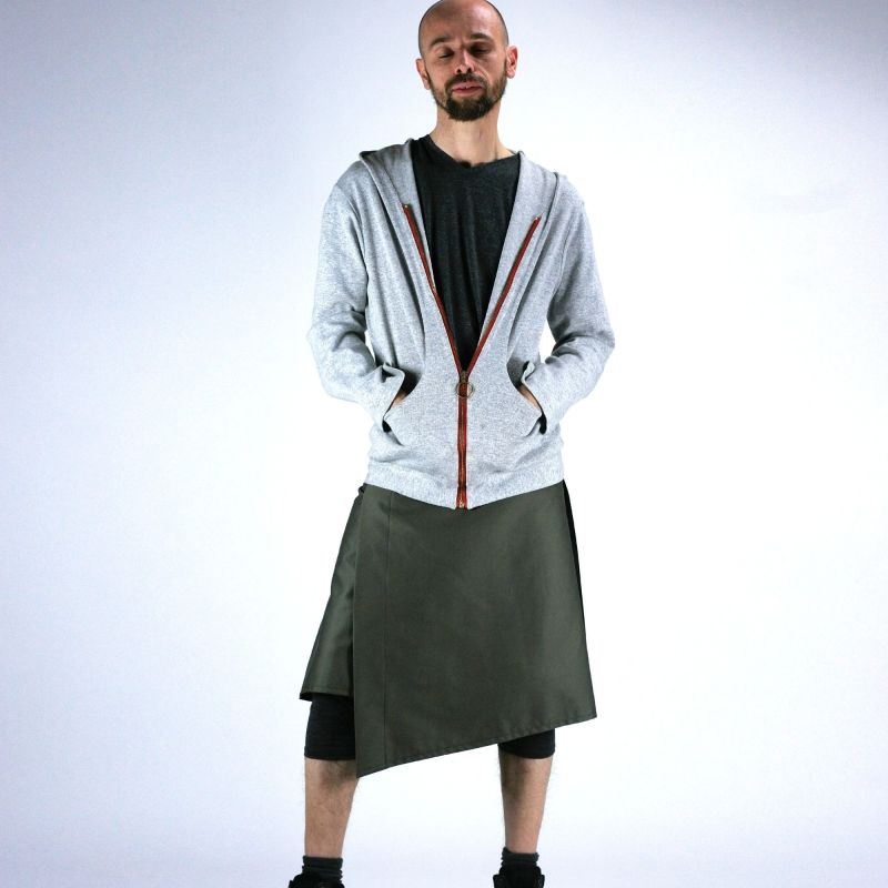 pleated black kilt for men