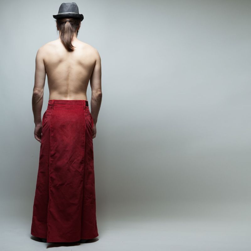 jupe masculine longue en velours Velvet noire