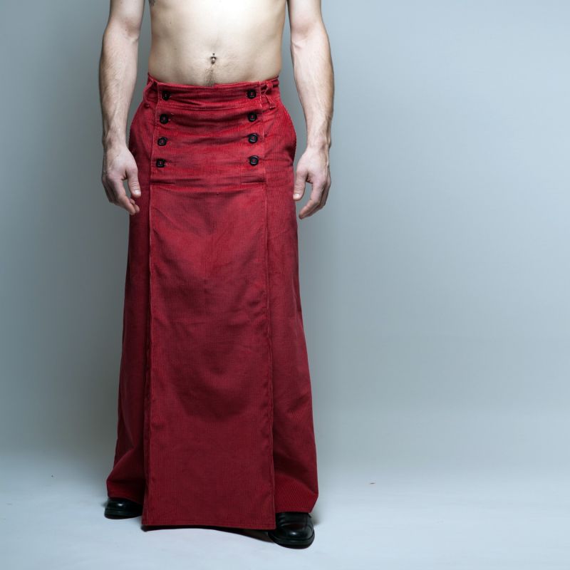 jupe masculine longue en velours Velvet noire