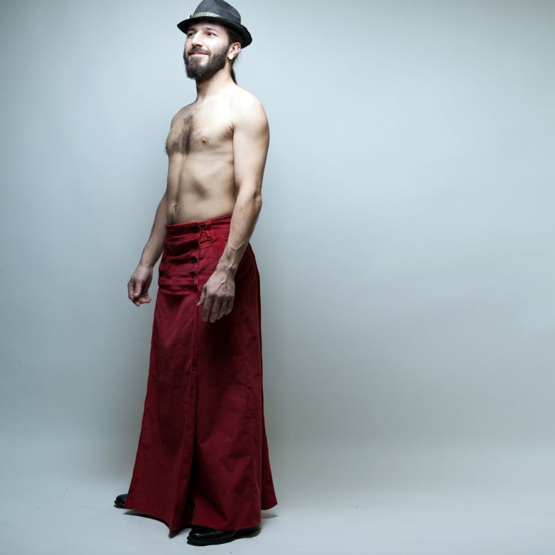 jupe masculine longue en velours Velvet noire