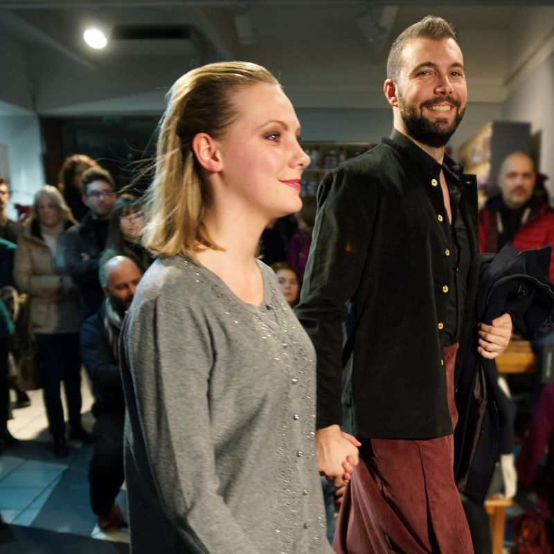 Veste à col mao velours