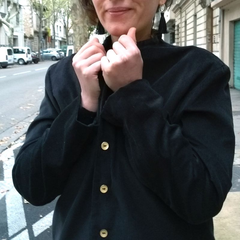 Veste à col mao velours