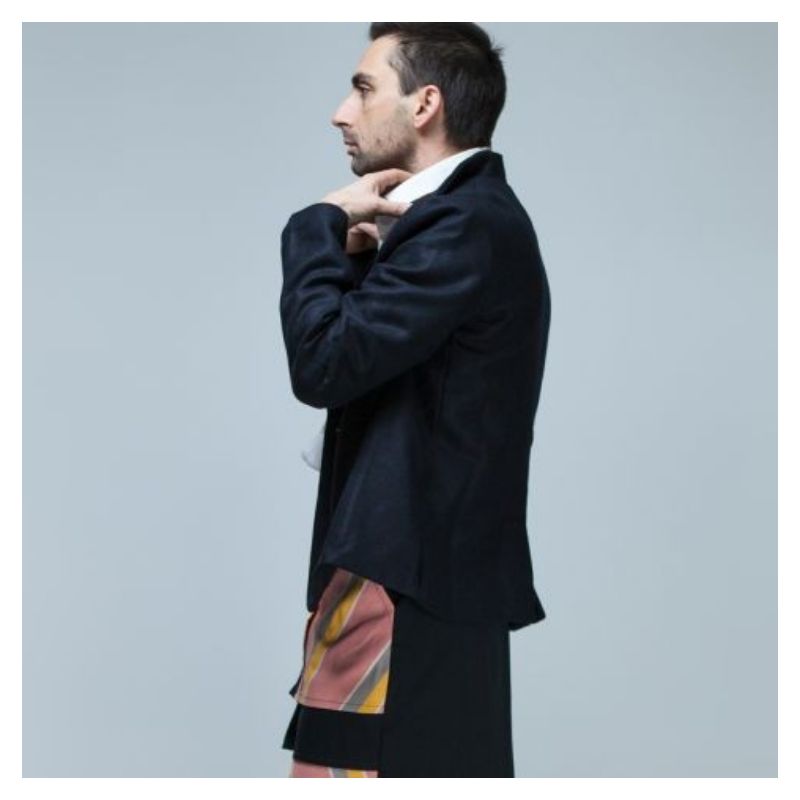 veste minimaliste col mao velours en solde