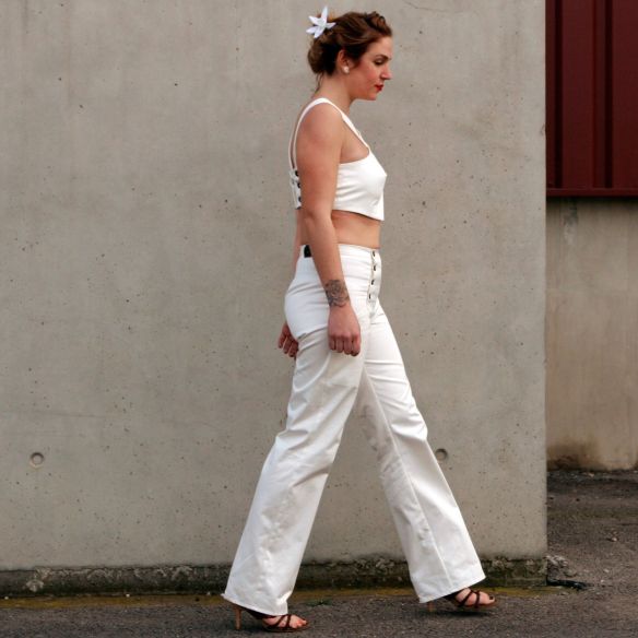 Pantalon à ponts mixte blanc Pantalon à ponts mixte blanc