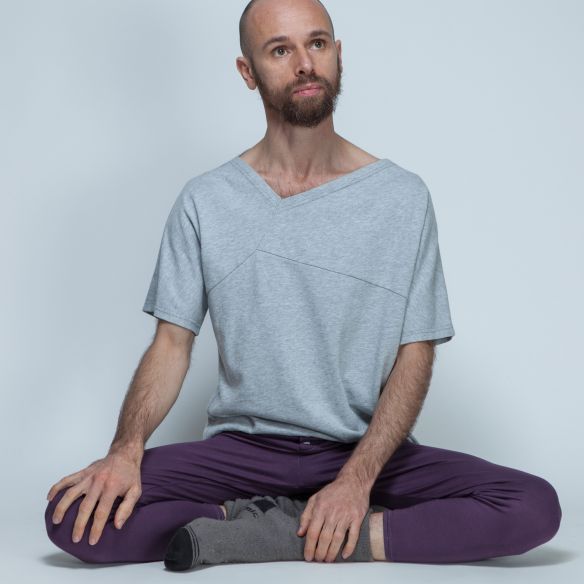 Leggings violet à boutons 