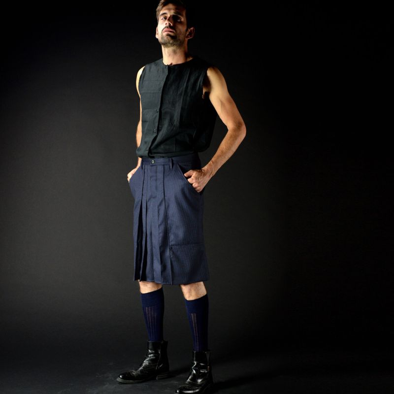 1 VISCUM ALBUM short cut neo-kilt, blue, Size42