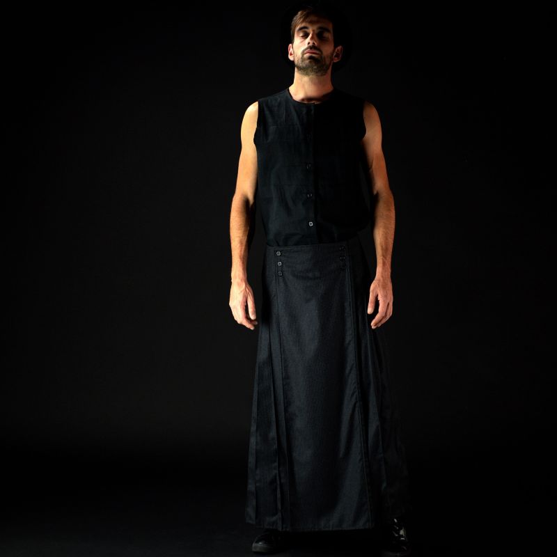 1 ARTEMISIA ALBA neo-kilt long, Noir, T44