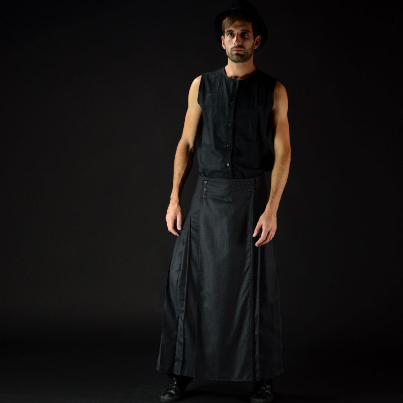 1 ARTEMISIA ALBA neo-kilt long, Noir, T44