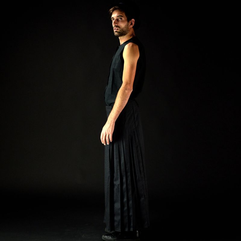 1 ARTEMISIA ALBA neo-kilt long, Noir, T44