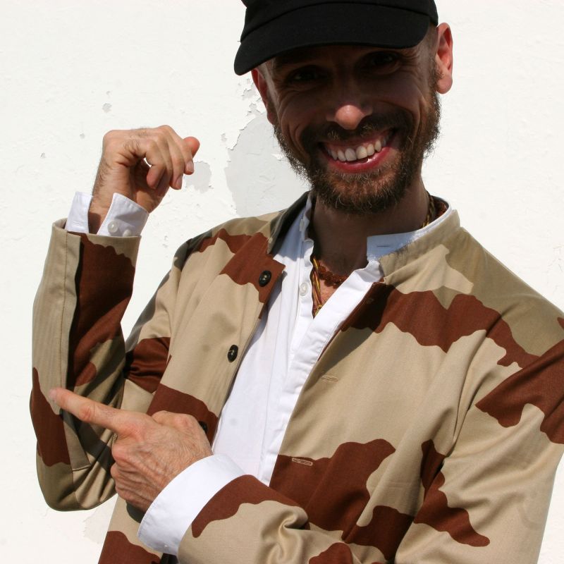 Veste camo à col mao