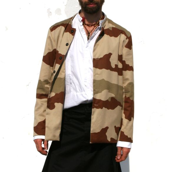 mao collar jacket with army twill mao collar jacket with army twill