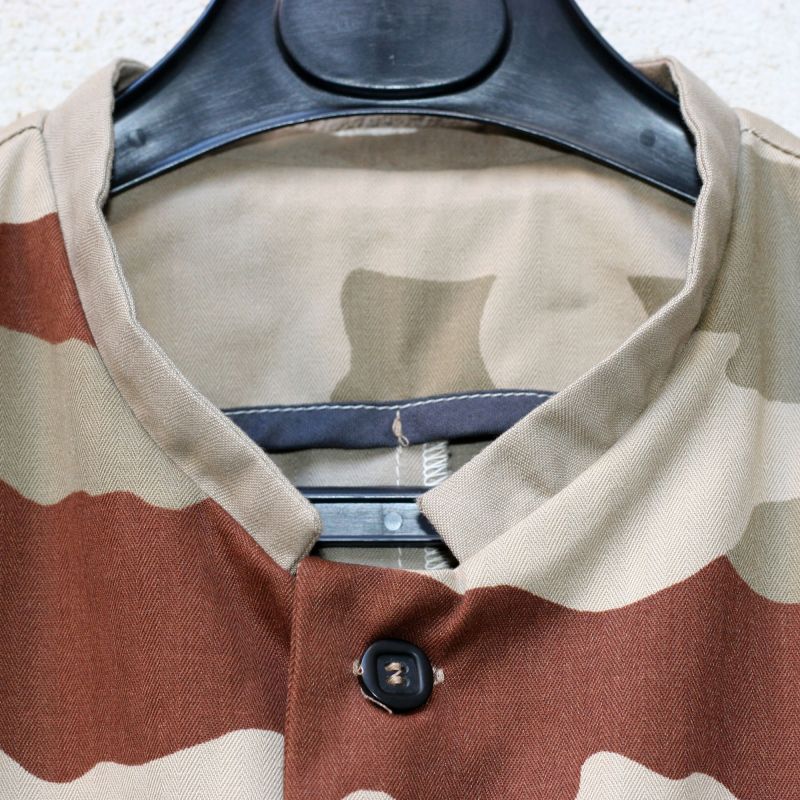 mao collar jacket with army twill