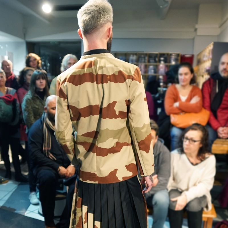 Veste camo à col mao