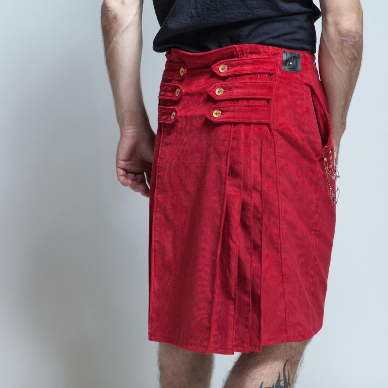 british style neo kilt style in red velvet