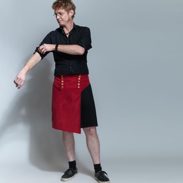 two-fabrics asymetrical male kilt