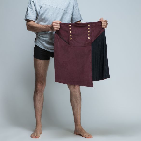 two-fabrics asymetrical male kilt