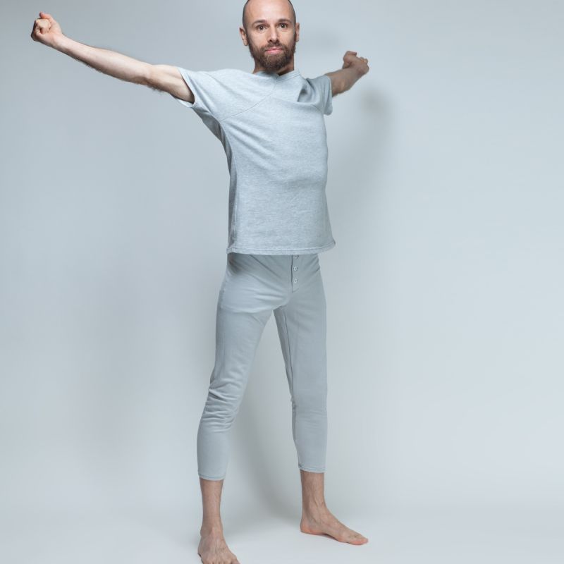 Leggings gris à boutons 