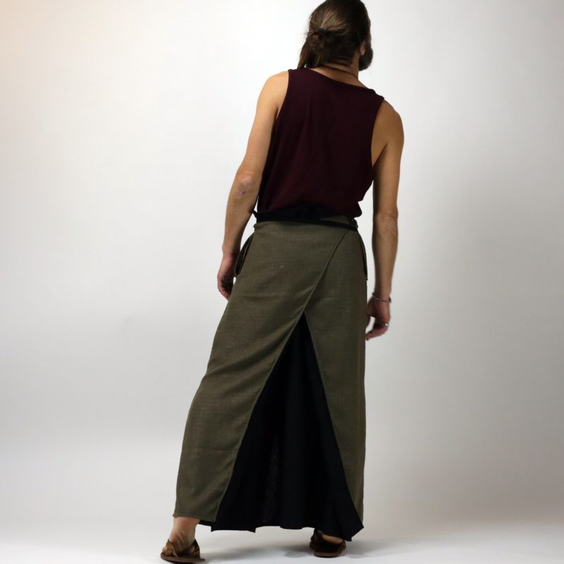 hakama bicolore en lin européen style tablier