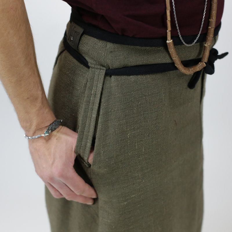 hakama bicolore en lin européen style tablier