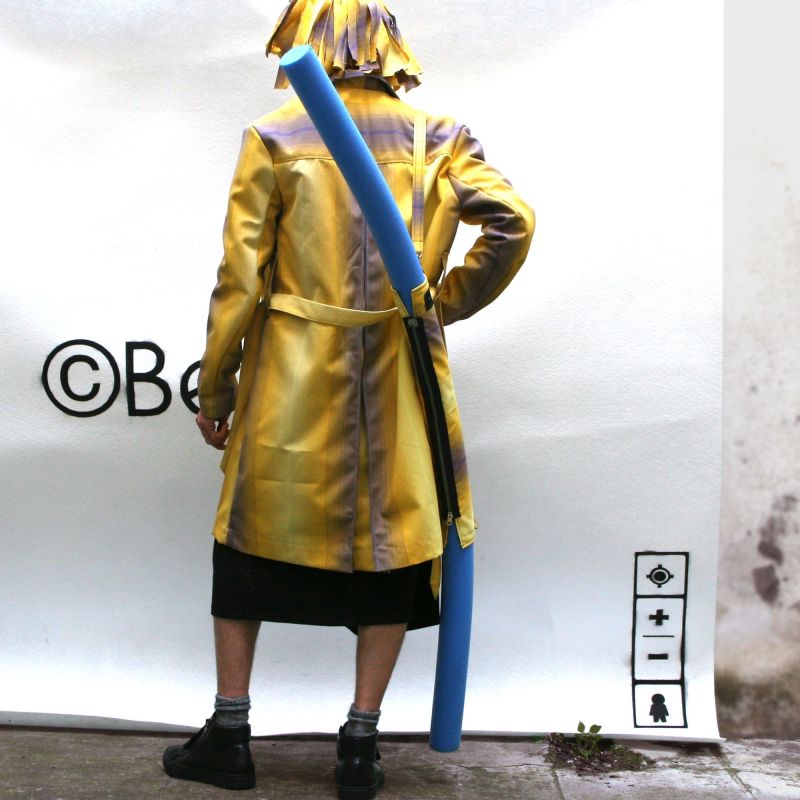 Trench mixte rayé jaune 2
