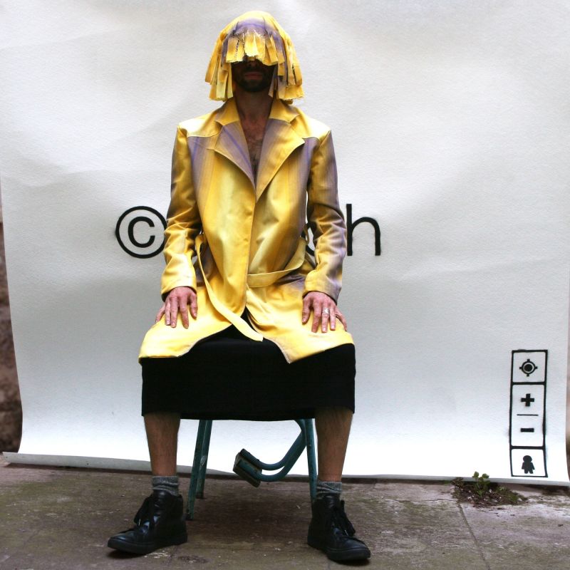 Trench mixte rayé jaune