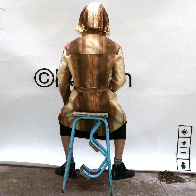 Trench mixte rayé beige