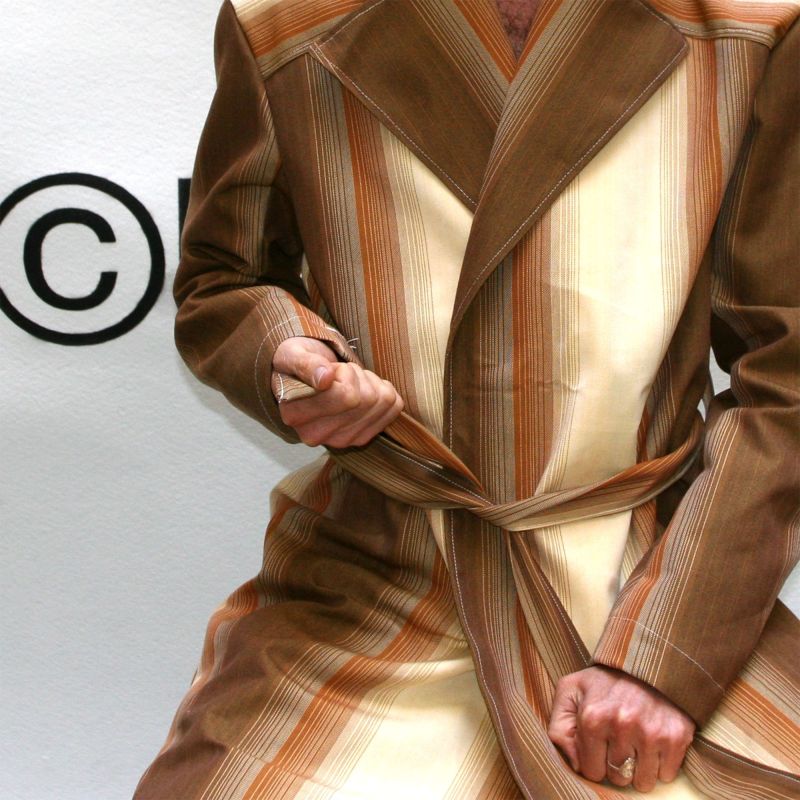 Trench mixte rayé beige