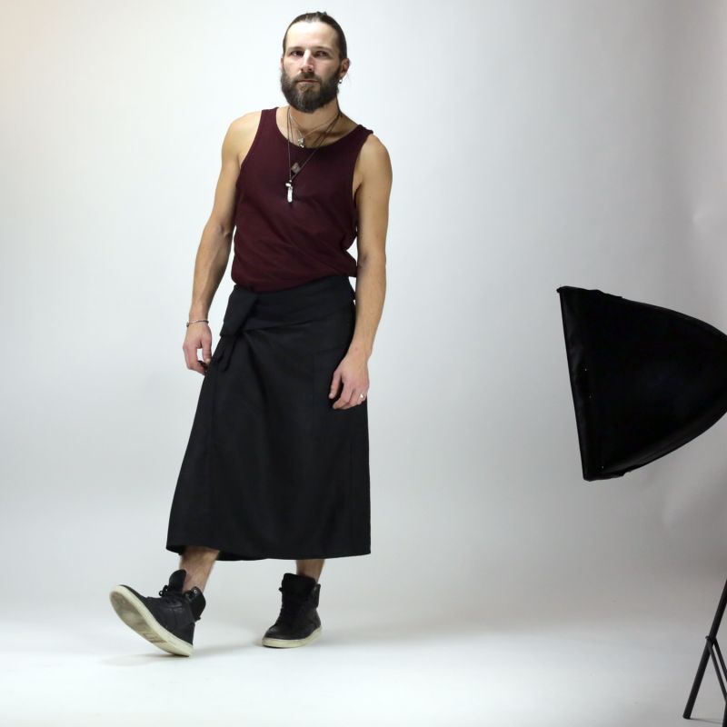 jupe à nouer en lin pour homme